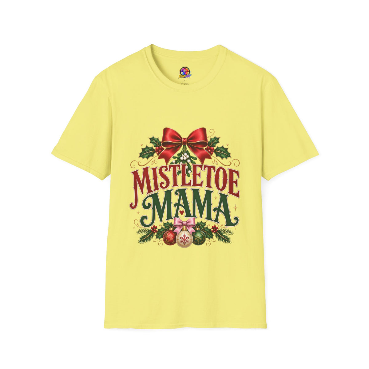 Mistletoe Mama T-Shirt — Festive Christmas Holiday Tee with Bow & Holly