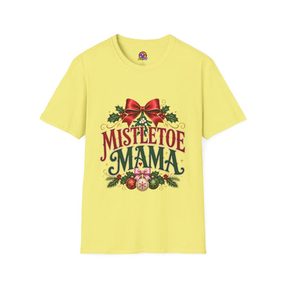 Mistletoe Mama T-Shirt — Festive Christmas Holiday Tee with Bow & Holly