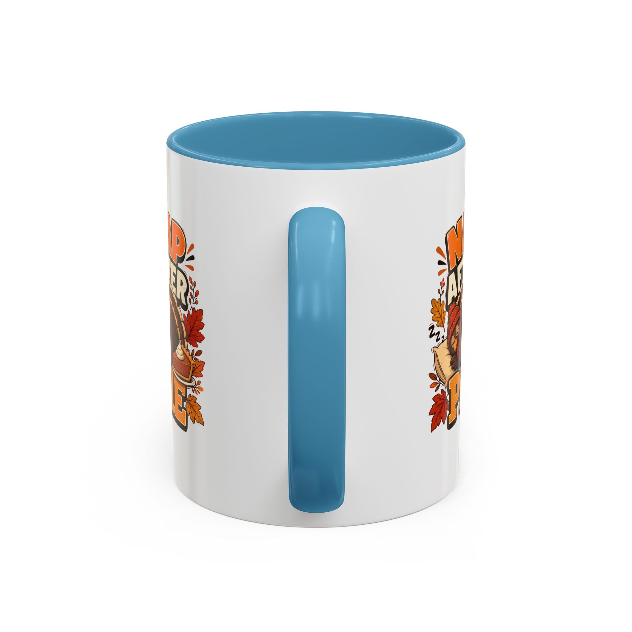 Thanksgiving Mug Nap After Pie Coffee Mug — Thanksgiving Turkey & Fall Leaves  Accent Mug