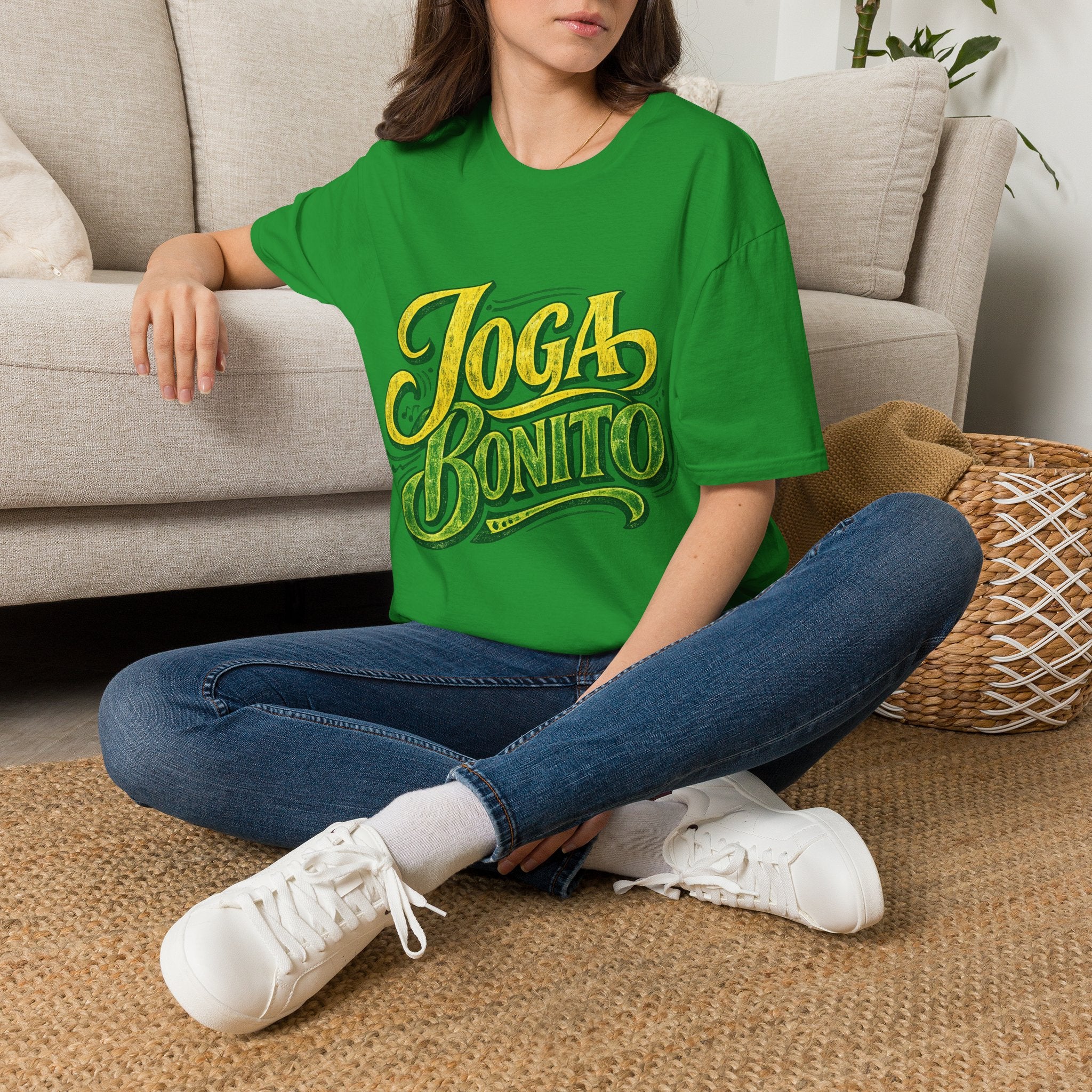 Brazil T-Shirt — 'Joga Bonito' Vintage Soccer Script Tee