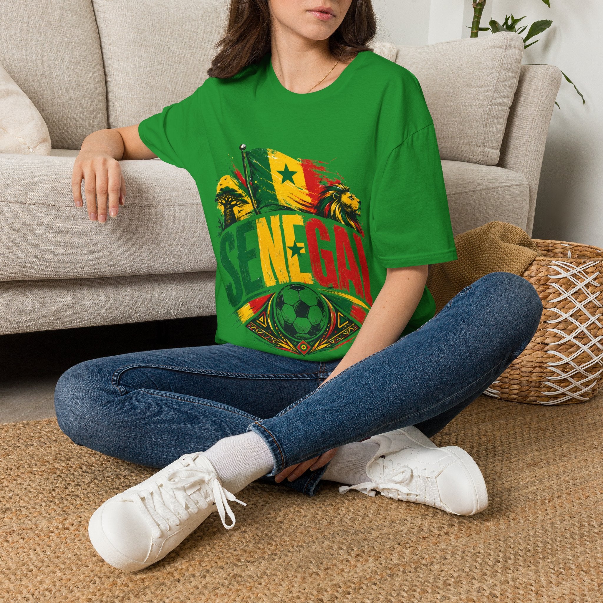 Senegal Flag Soccer T-Shirt — Lion & Football Pride Tee