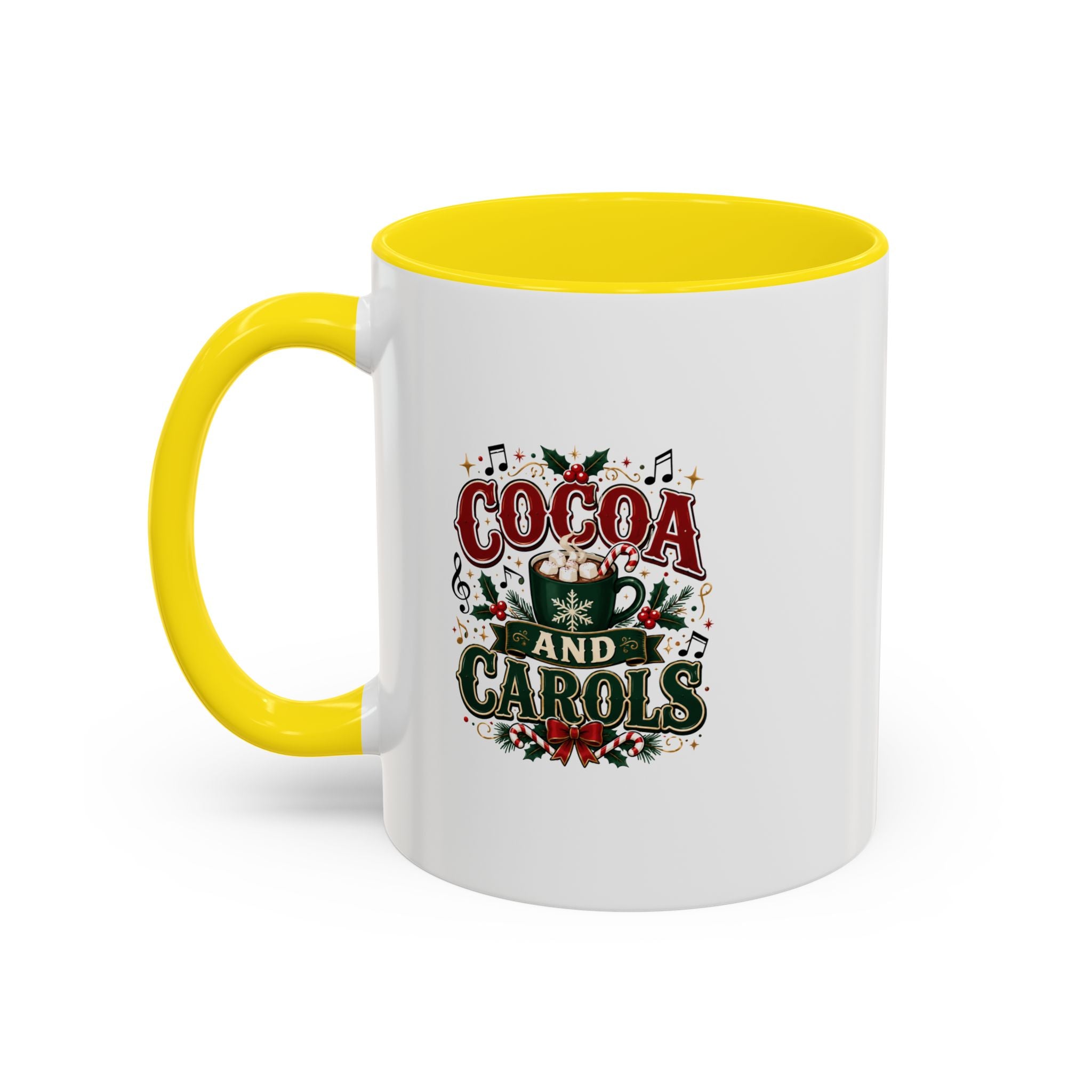 Cocoa and Carols Accent Coffee Mug — Holiday Christmas Cocoa Mug