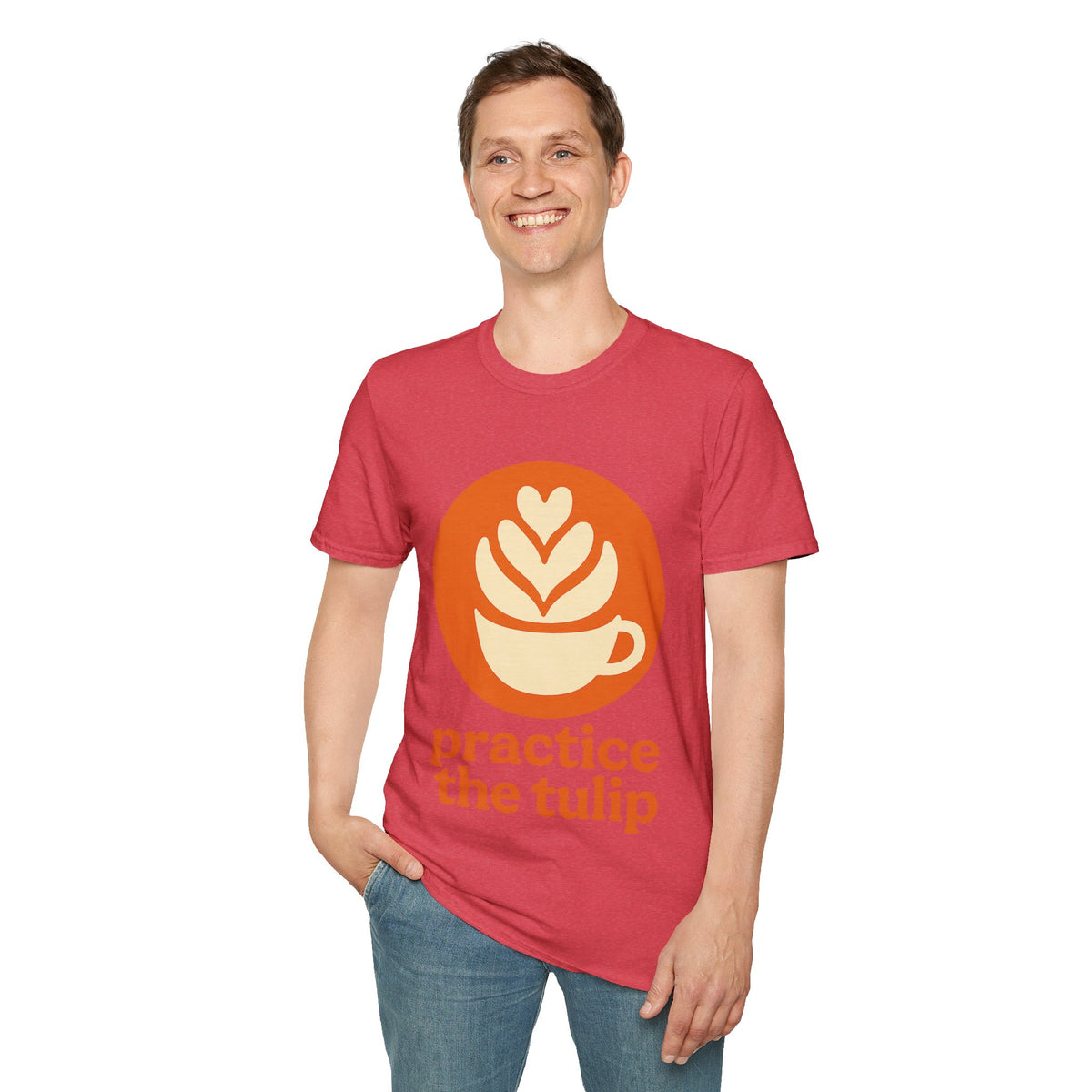 "Practice The Tulip" Latte Art Coffee Graphic Tee - Aesthetic Orange Barista White T-Shirt - Trending Now - September 2026