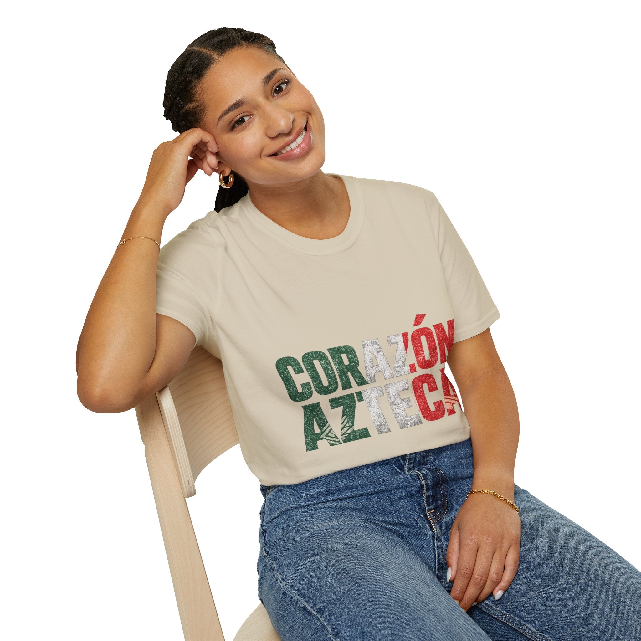 Mexico Corazón Azteca T-Shirt — Mexican Pride Flag Text Tee