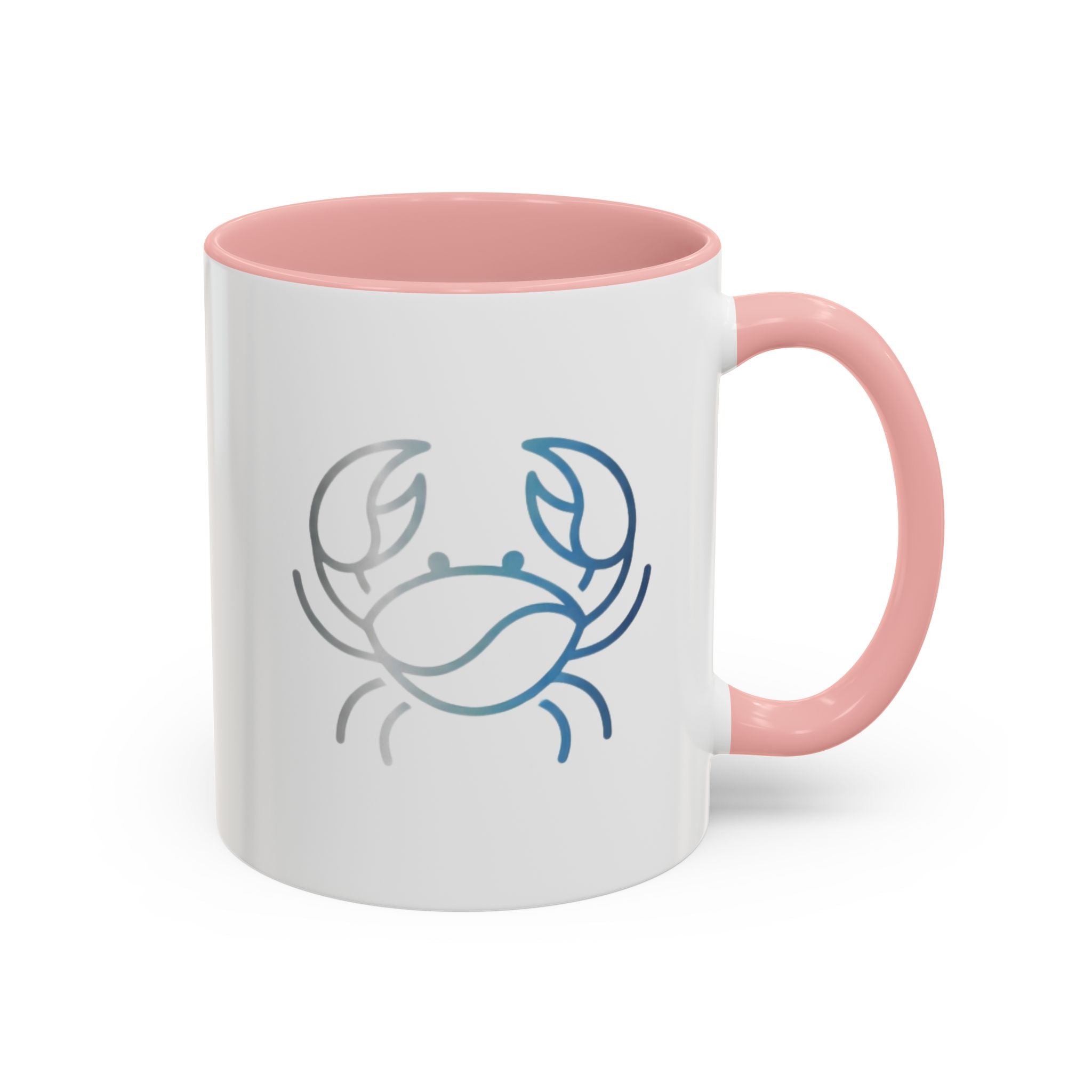 Crab Accent Coffee Mug — Minimal Coastal Zodiac Crab Design