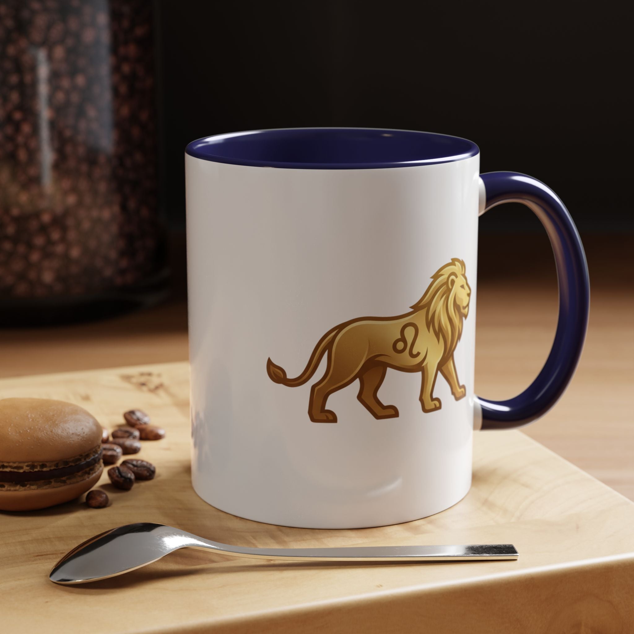 Leo Zodiac Coffee Mug — Gold Lion Accent Mug for Astrology Lovers