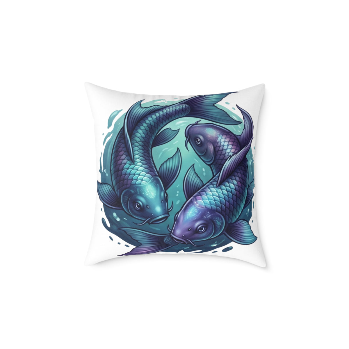 Pisces Zodiac Navy Blue Square Poly Canvas Pillow
