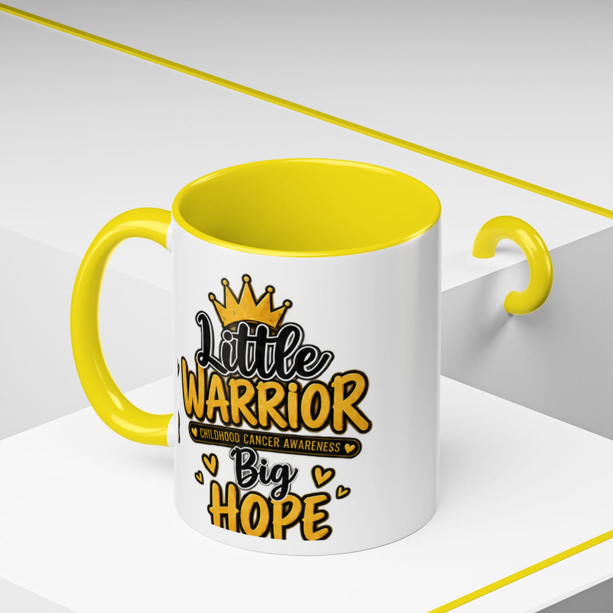 Little Warrior Childhood Cancer Awareness Coffee Mug – "Big Hope" Accent Mug