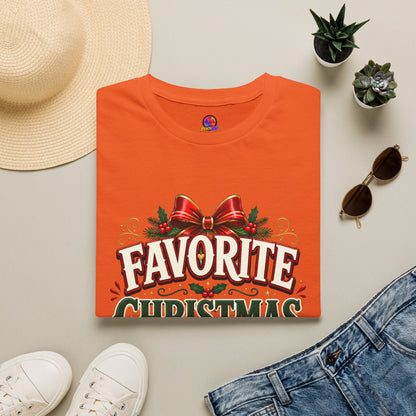 Favorite Christmas Aunt T-Shirt — Festive Holiday Auntie Tee with Bow & Holly