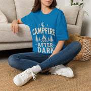 Campfire After Dark T-Shirt — Cozy Camping Moon & Trees Graphic
