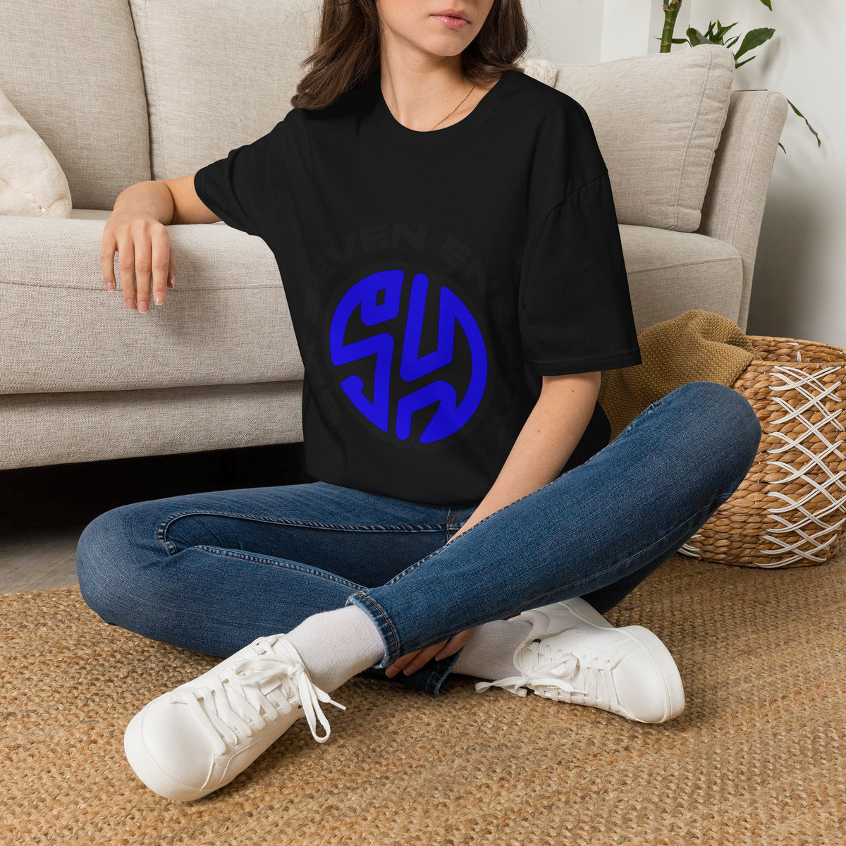 "Six Seven Energy" Circular Blue Monogram Graphic Tee - Trending Now - September 2026