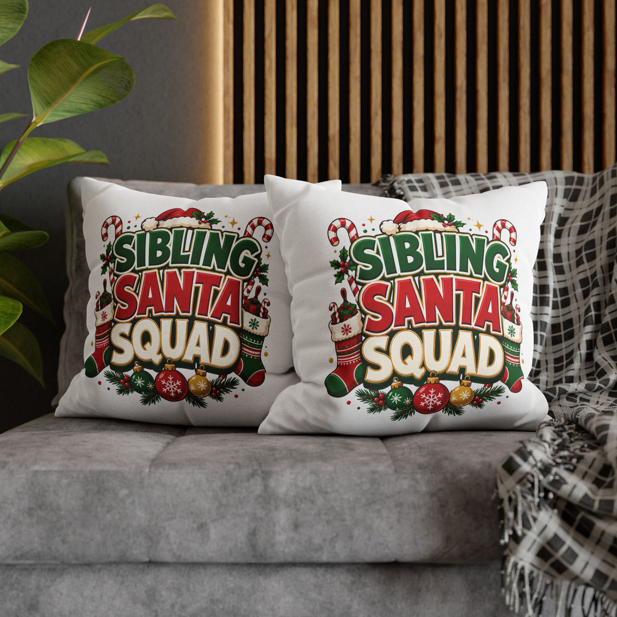 Christmas Sibling Santa Squad Pillowcase
