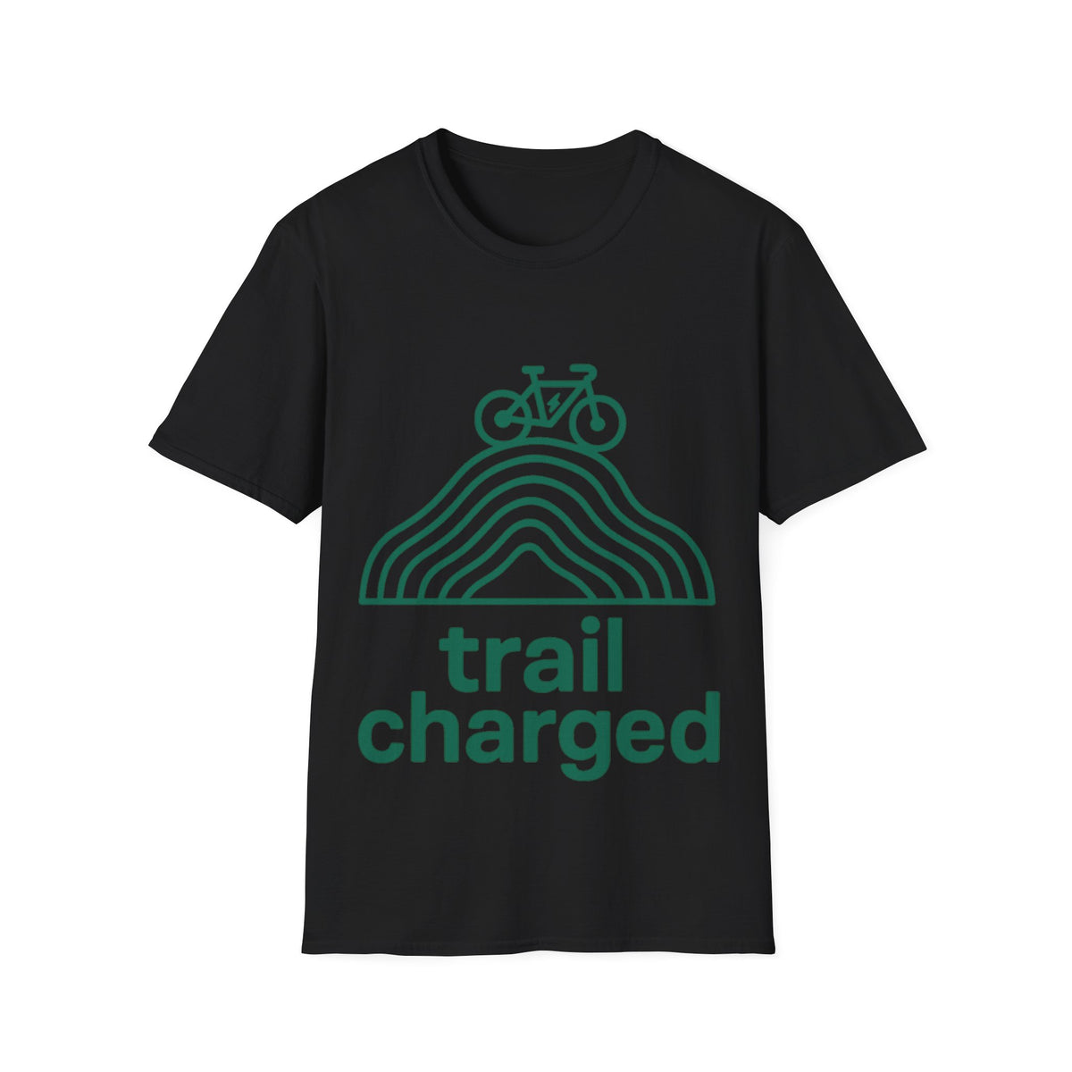 "Trail Charged" Mountain Bike Retro Emblem Graphic Tee - Outdoor Cycling Adventure White T-Shirt - Trending Now - September 2026
