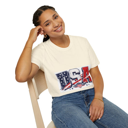 USA Flag Graphic T-Shirt — Patriotic Red White & Blue Tee