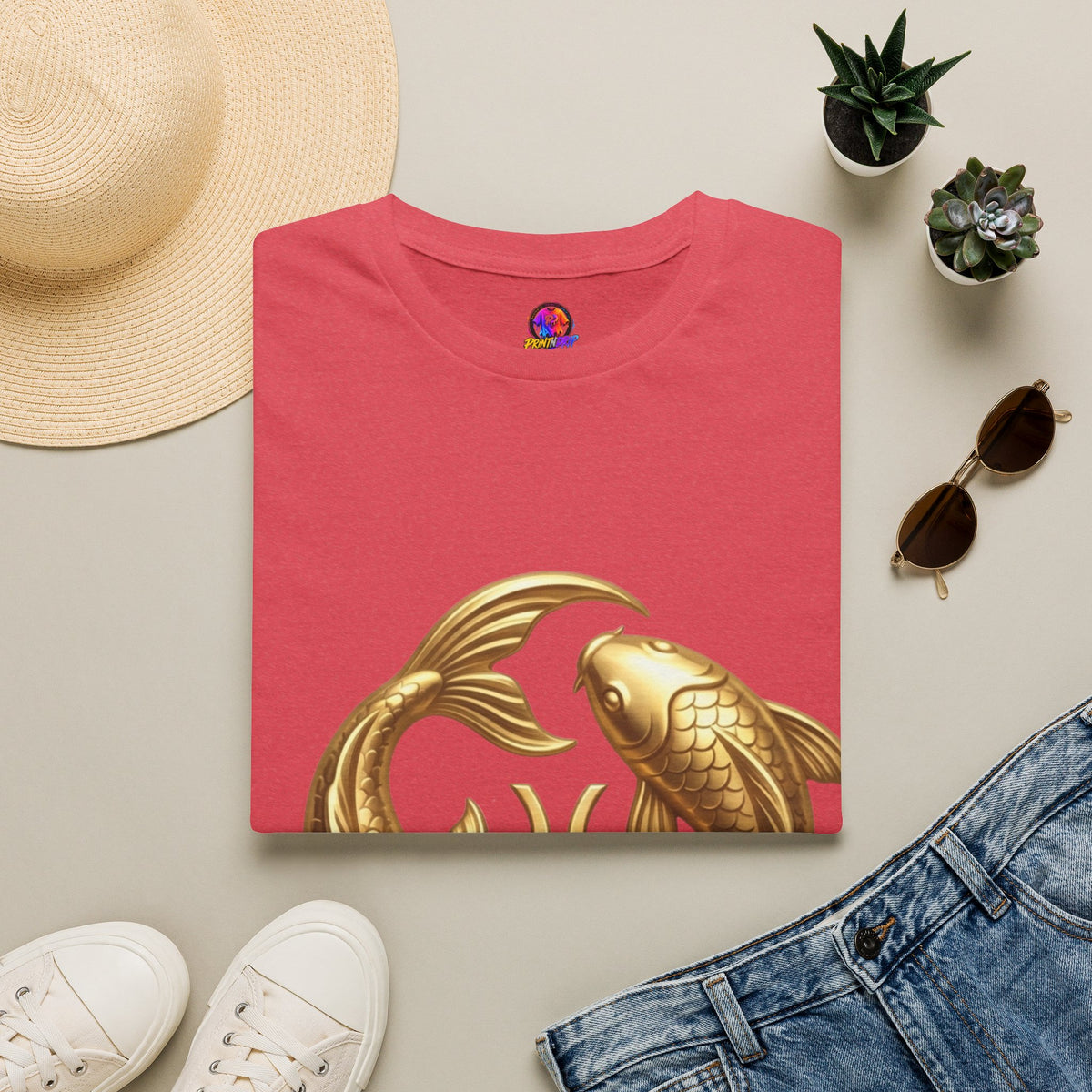 Pisces Gold Fish T-Shirt — Zodiac Symbol Astrology Tee