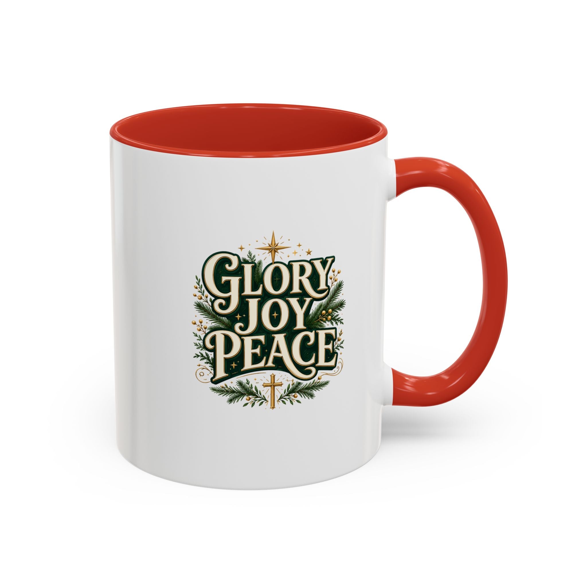 Glory Joy Peace Christmas Coffee Mug - Holiday Scripture Accent Mug