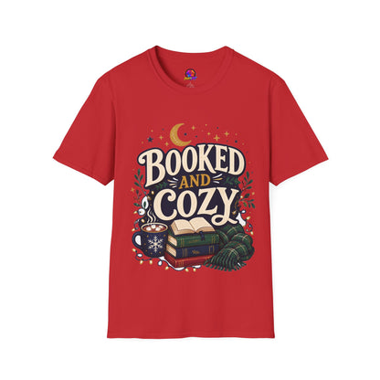 Booked and Cozy T-Shirt — Cozy Reading Graphic Tee (Books, Moon & Stars)