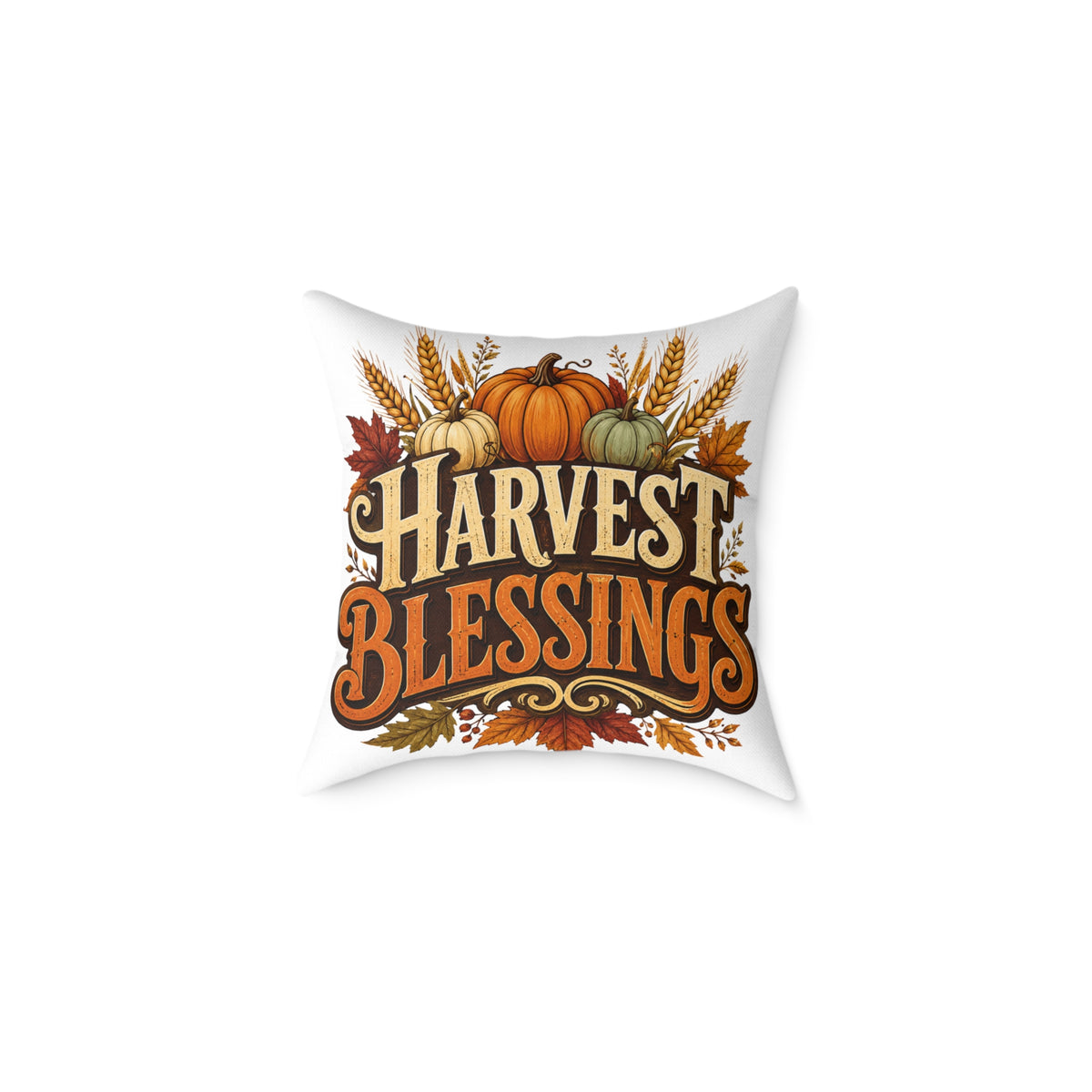 Thanksgiving Harvest Blessings Fall Pillow — Autumn Pumpkin Decorative Throw Pillow