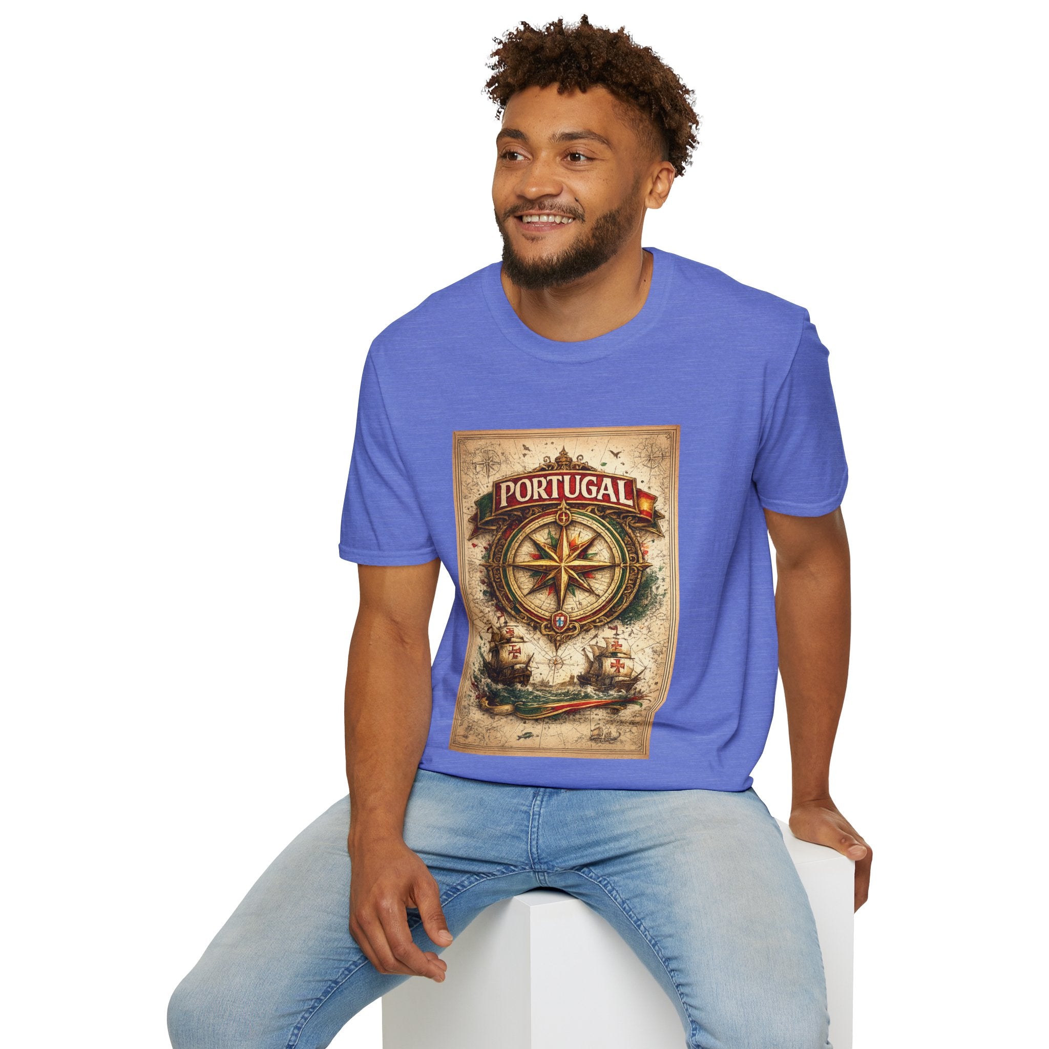 Portugal Compass T‑Shirt — Vintage Nautical Travel Tee