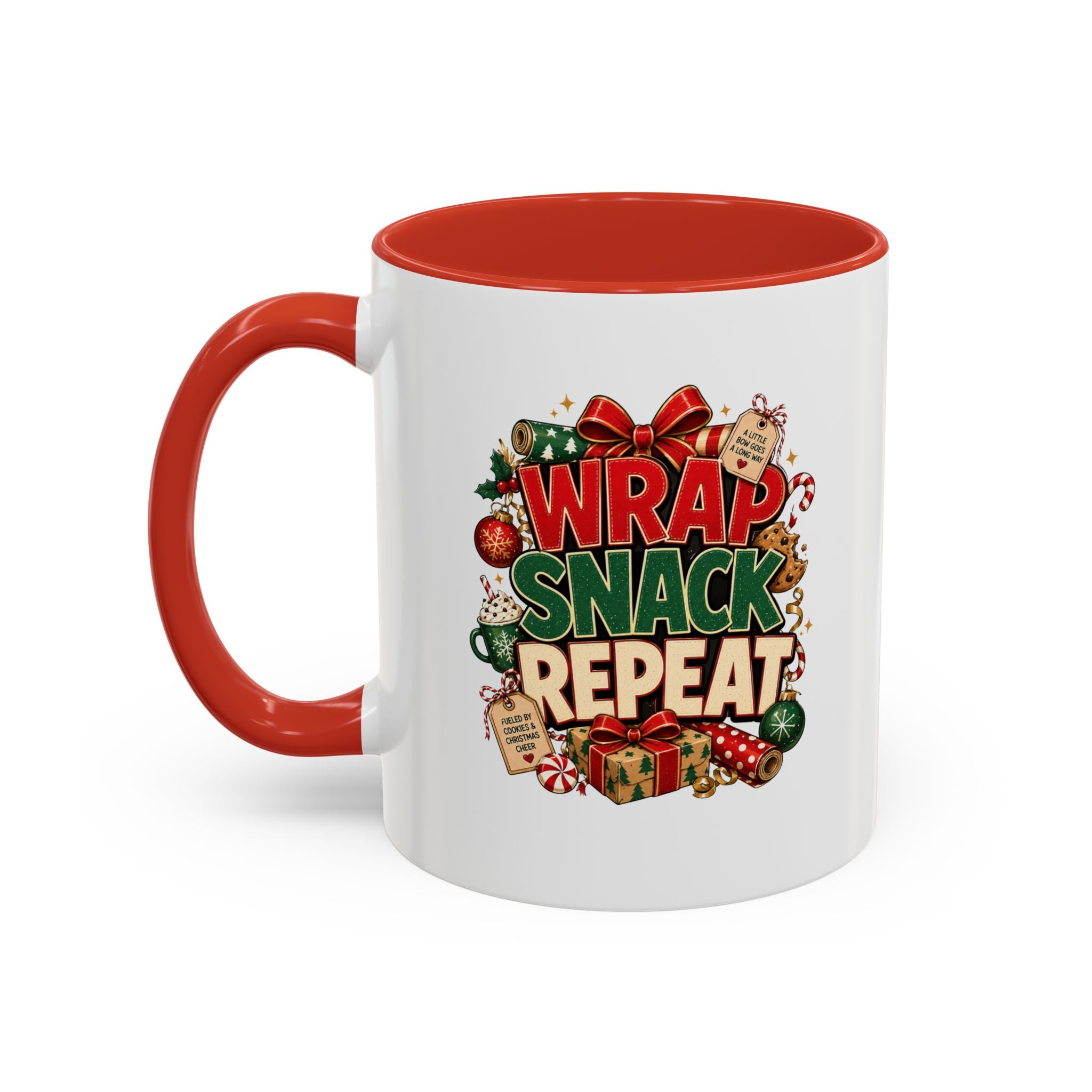 Wrap Snack Repeat Christmas Coffee Mug — Holiday Baking & Gift-Wrapping Mug