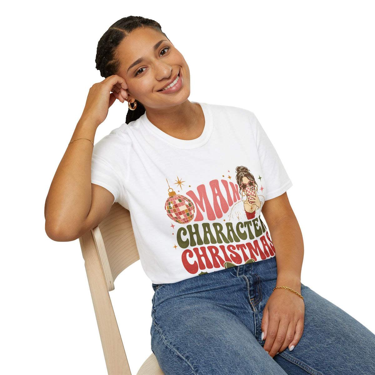 Christmas T-Shirt — "Main Character Christmas" Graphic Tee (Holiday Mom Aesthetic)