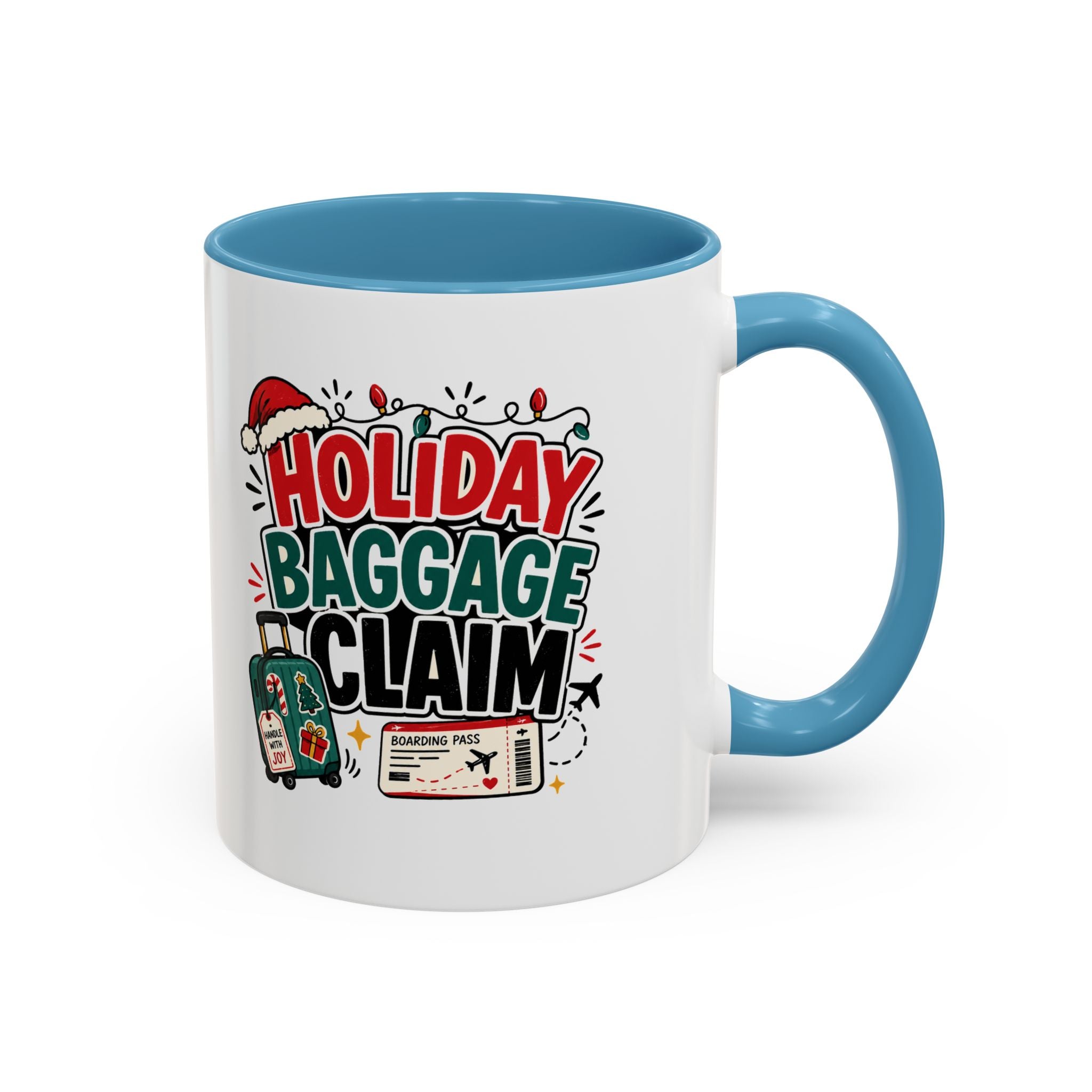 Modern Day Christmas Holiday Baggage Claim Coffee Mug — Funny Christmas Travel Gift (11/15oz)