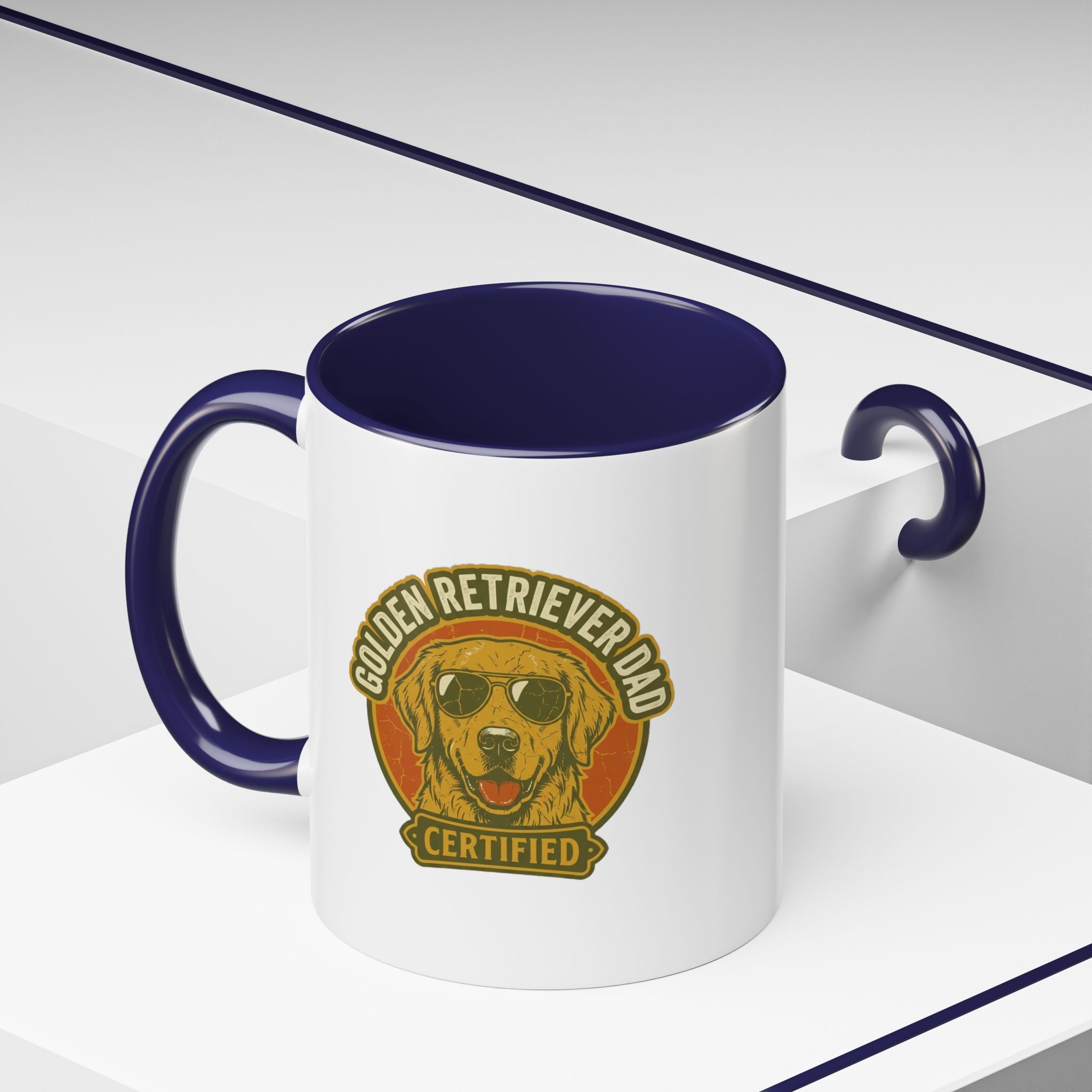 Funny Golden Retriever Dad Coffee Mug — "Certified" Dog Dad Accent Mug