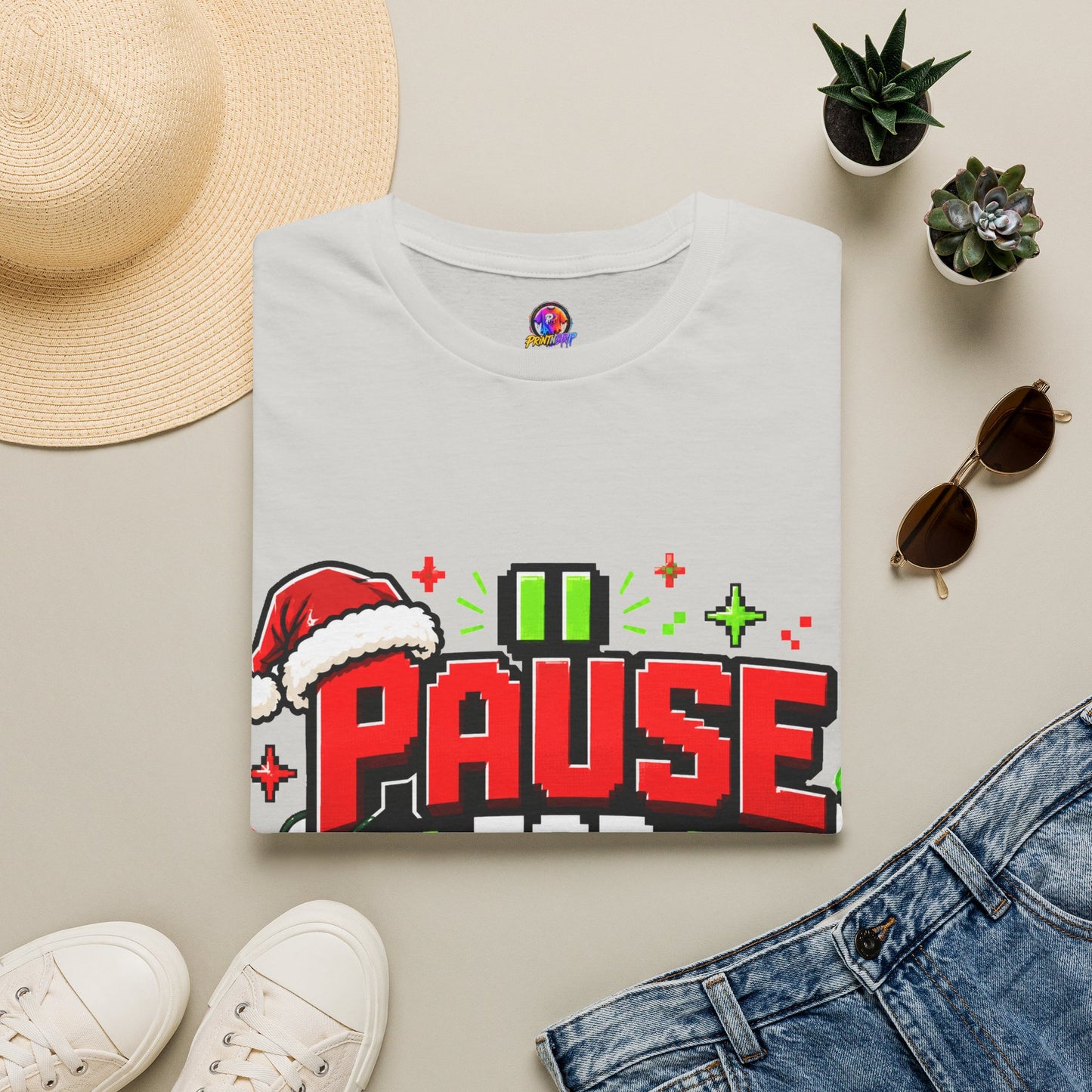 T-Shirt — "Pause for Presents" Christmas Gamer Tee