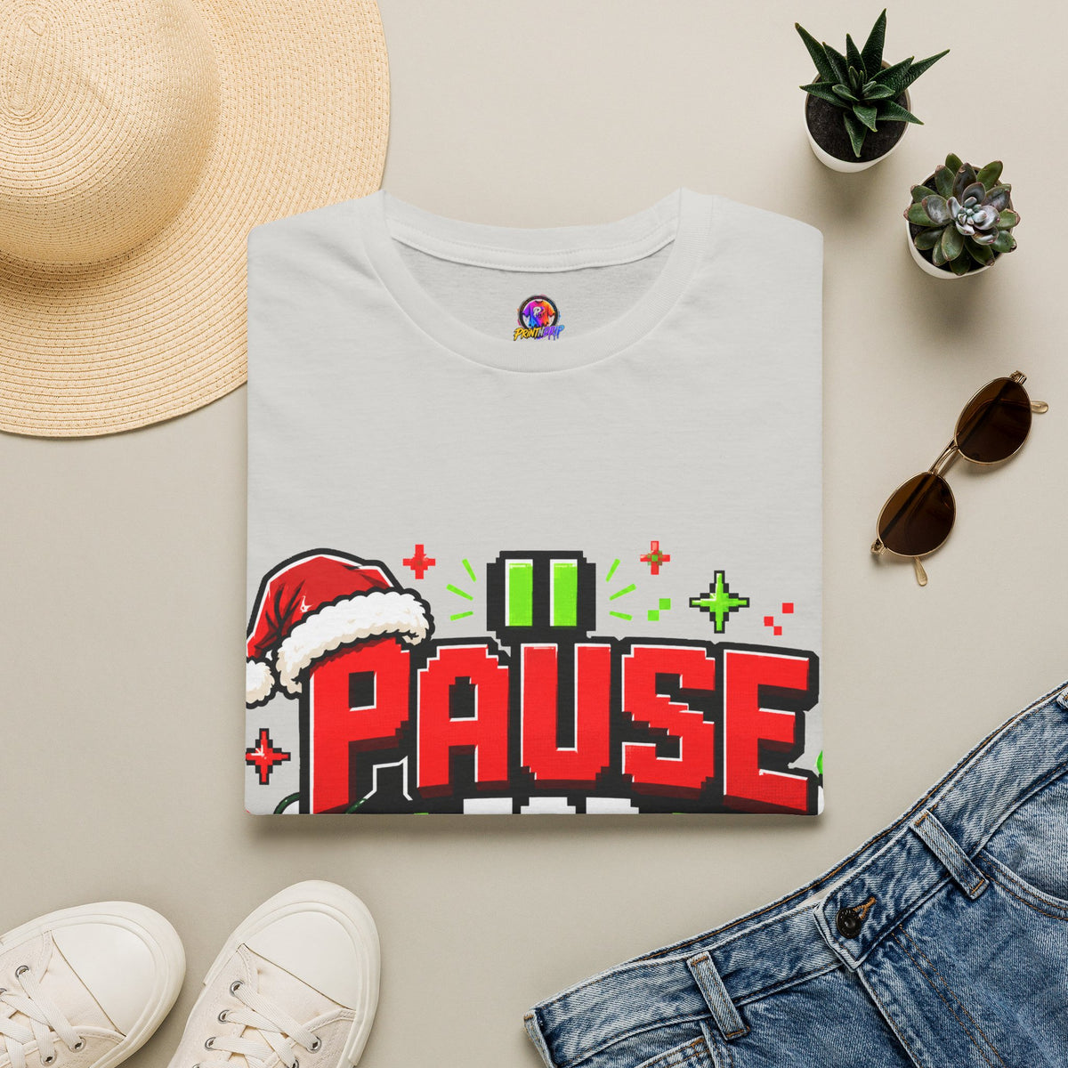 T-Shirt — "Pause for Presents" Christmas Gamer Tee