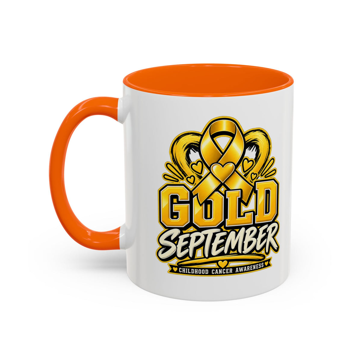 Gold September Coffee Mug — Childhood Cancer Awareness Accent Mug (11/15oz)