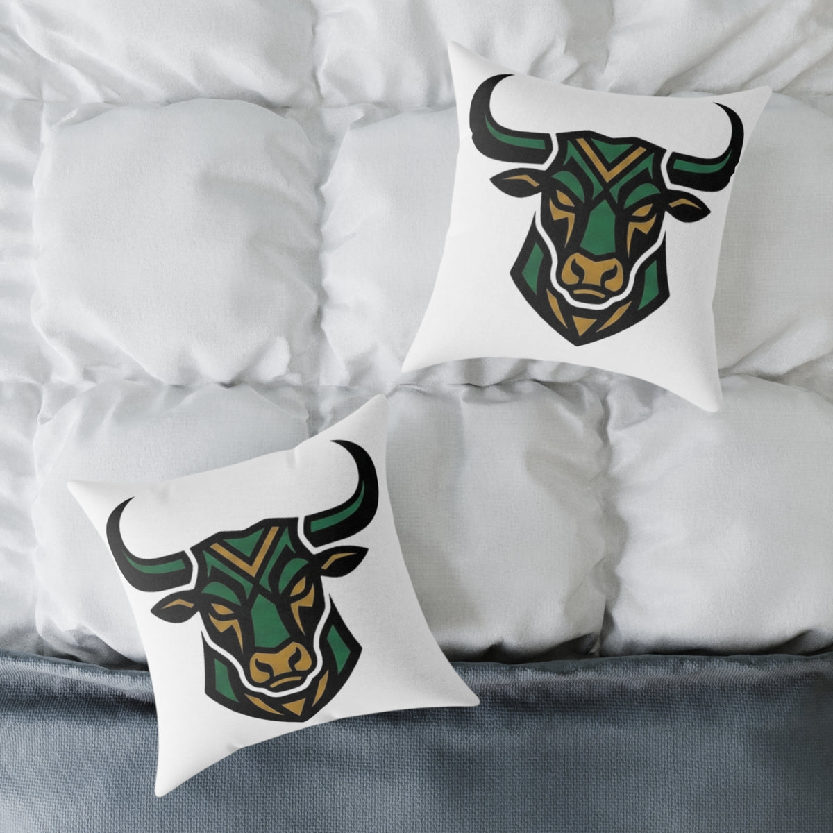 Astrological Taurus Zodiac Colorful Bull Head  Square Poly Canvas Pillow