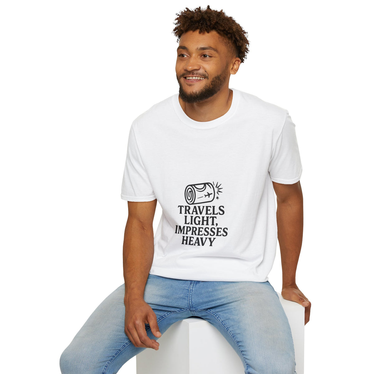 Travel Quote T-Shirt — "Travels Light, Impresses Heavy" Minimal Tee - Trending Now - October 2026