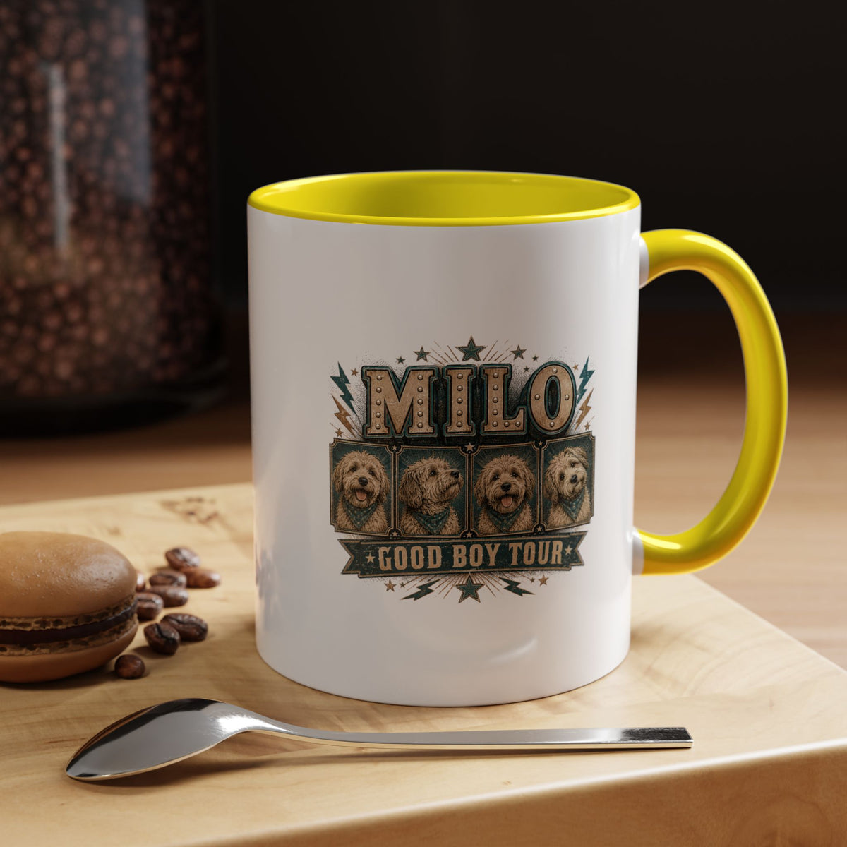Milo Bailey Dog Dad Mom Milo 'Good Boy Tour' Accent Coffee Mug — Personalized Dog Lover Gift