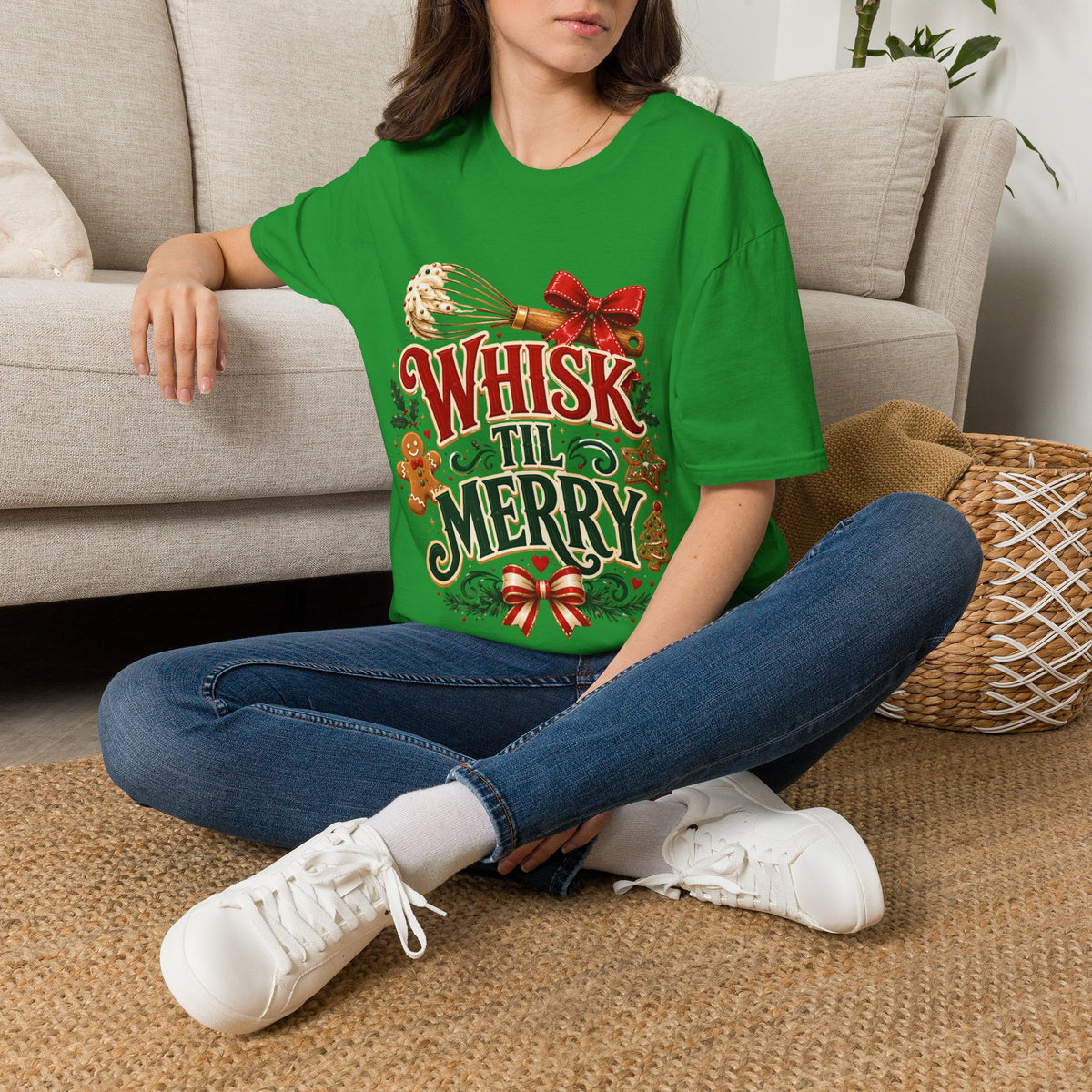 Christmas Baking T-Shirt — "Whisk 'Til Merry" Holiday Tee