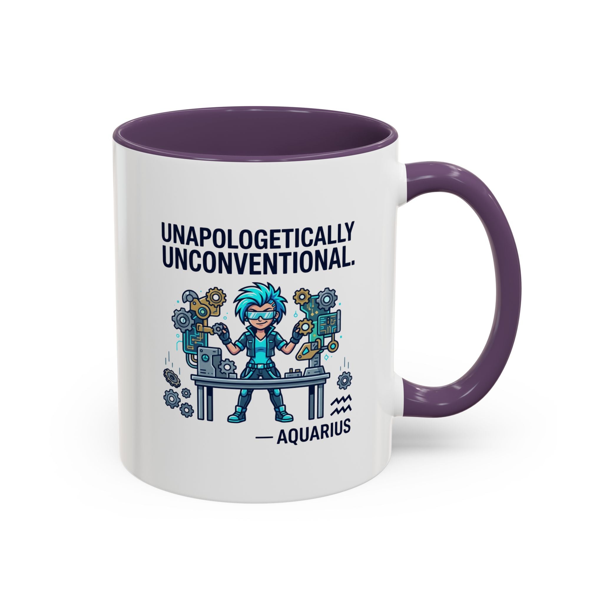 Aquarius Coffee Mug - "Unapologetically Unconventional" Zodiac Accent Mug 11oz