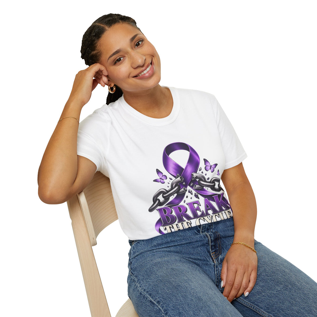 Break The Cycle Purple Ribbon T-Shirt — Domestic Violence Awareness Tee