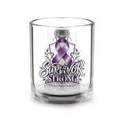 Survivor Strong Purple Ribbon Glass Mug — 10oz Domestic Violence  Awareness Coffee Cup