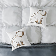 Funny Capybara Cartoon Square Throw Pillow – Cute Relaxed Capybara Decorative Cushion