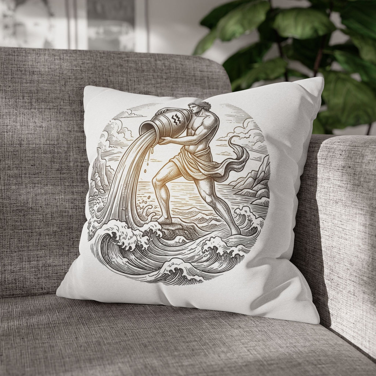 Aquarius Zodiac Throw Pillowcase — Astrology Decorative Pillow Cover