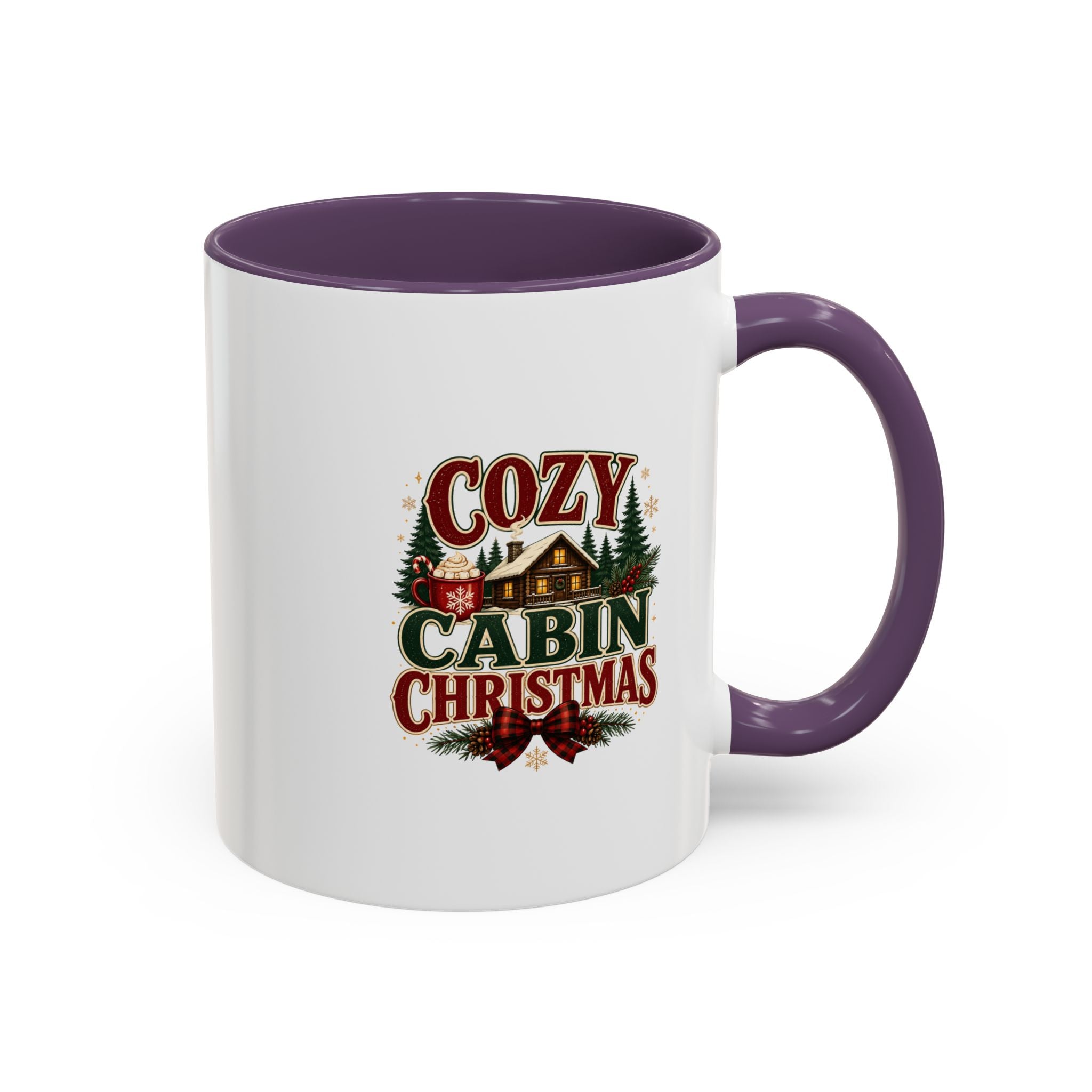 Cozy Cabin Christmas Accent Coffee Mug – Holiday Cabin Coffee Cup