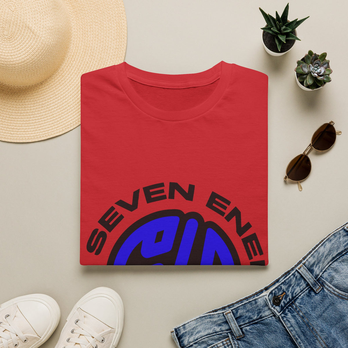 "Six Seven Energy" Circular Blue Monogram Graphic Tee - Trending Now - September 2026