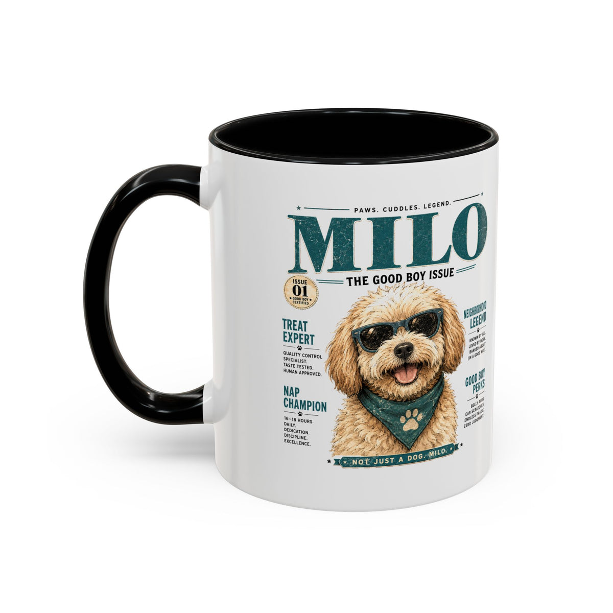 Milo Bailey Dog Dad Mom Milo Magazine-Style Accent Coffee Mug — Cute Dog Portrait