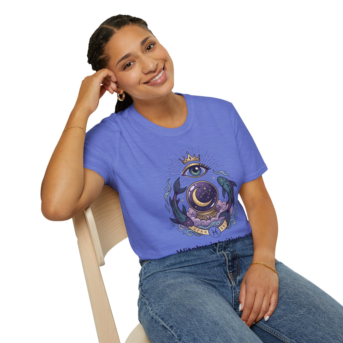 Pisces Mystic Eye T-Shirt — Witchy Astrology Moon & Crown Design