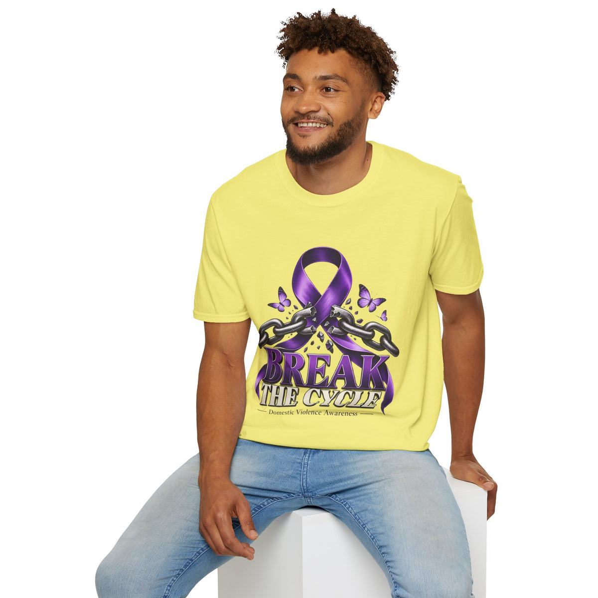 Break The Cycle Purple Ribbon T-Shirt — Domestic Violence Awareness Tee
