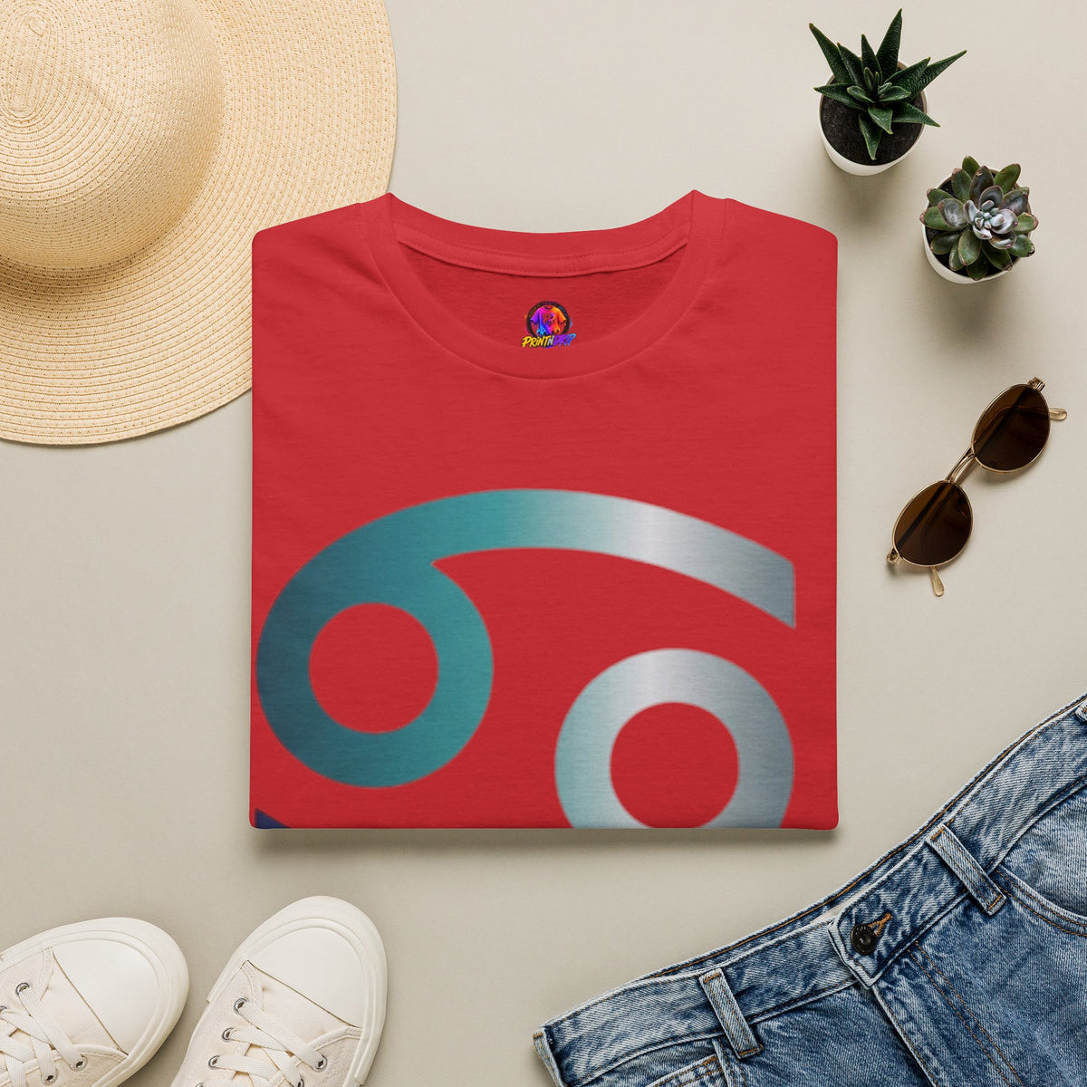 Cancer Zodiac T‑Shirt — Dripping Gradient Astrology Tee (Cancer Symbol)