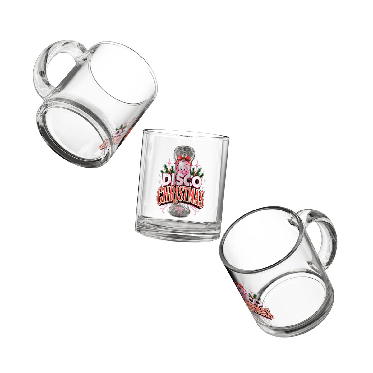Christmas Glass Mug 10 oz Disco Christmas Glass Mug — 10oz Festive Holiday Drinkware