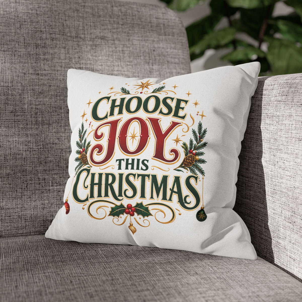 Choose Joy This Christmas Pillowcase – Festive Holiday Decorative Throw Pillow Cover
