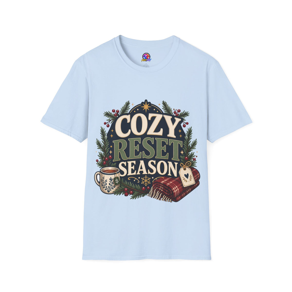 Cozy Reset Season T‑Shirt — Holiday Cozy Cabin Graphic Tee