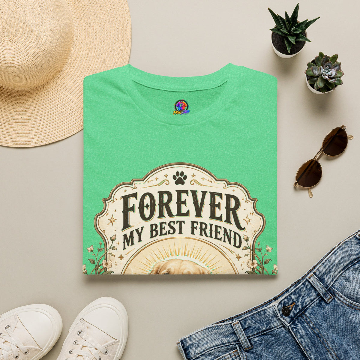 Dog Memorial T-Shirt — "Forever My Best Friend" Personalized Pet Tribute Tee