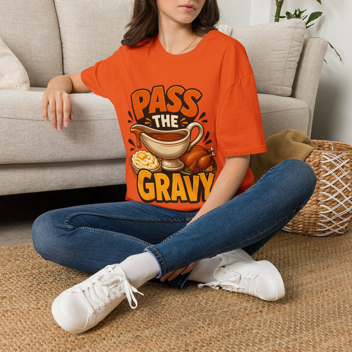 Thanksgiving T-Shirt Pass the Gravy T-Shirt — Funny Thanksgiving Turkey Dinner Tee